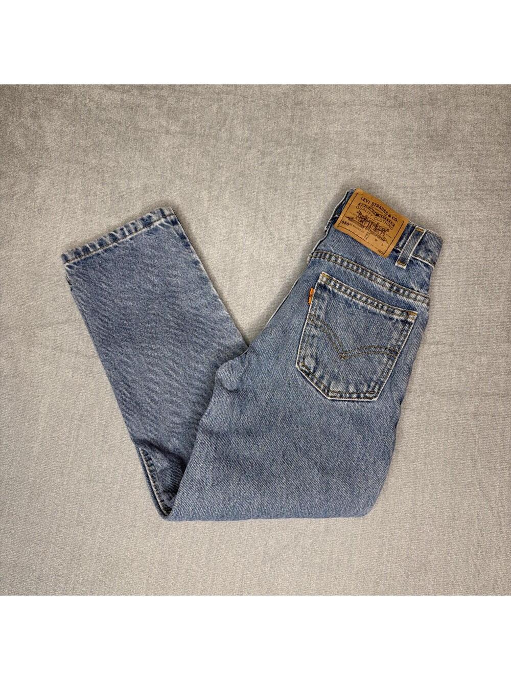 Vintage Little Kids Levis 550 Size 7x Blue Orange Tab Made In USA Faded